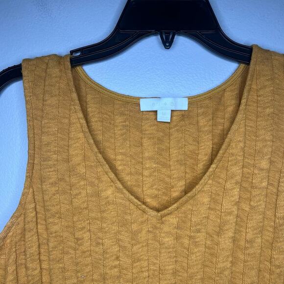 Anthropologie Eri + Ali Beachcomber Fringe Top Ribbed Yellow Top Tank Boho Sz M - Picture 3 of 9